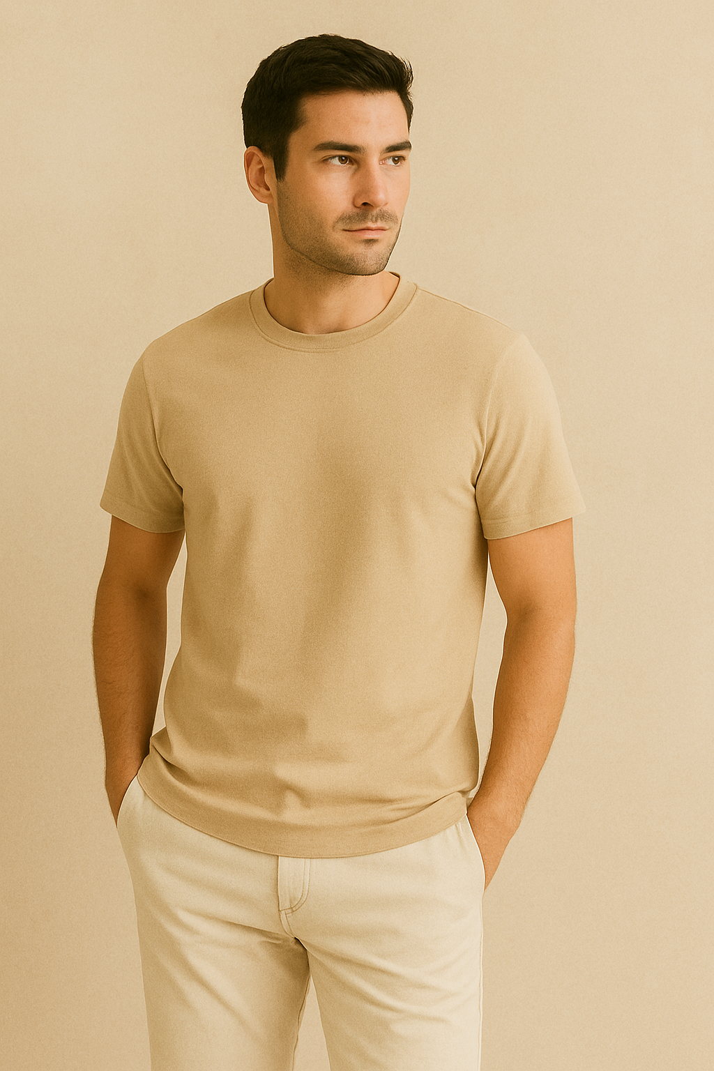 Happy Beige Supima Cotton T-Shirt