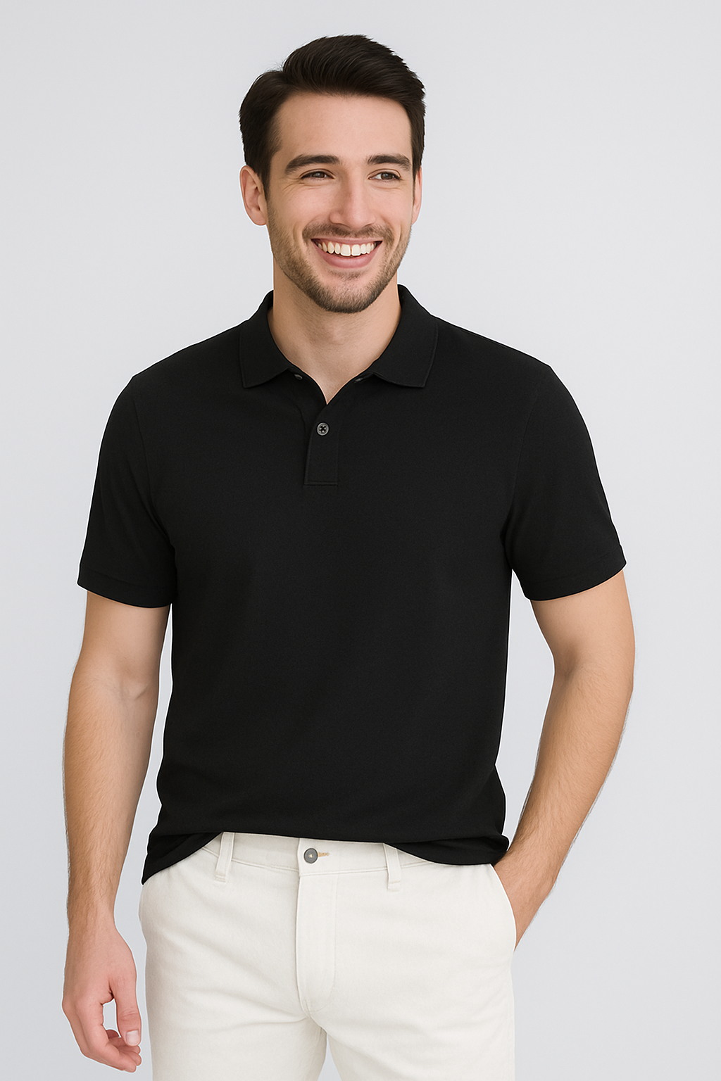 Happy Black Polo Tshirt Men