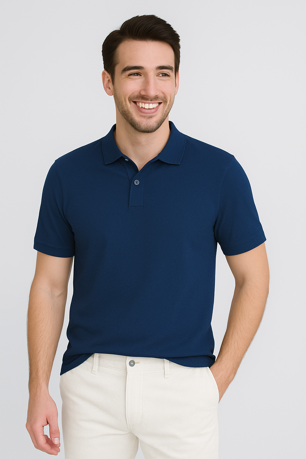 Happy Navy Blue Polo Tshirt Men