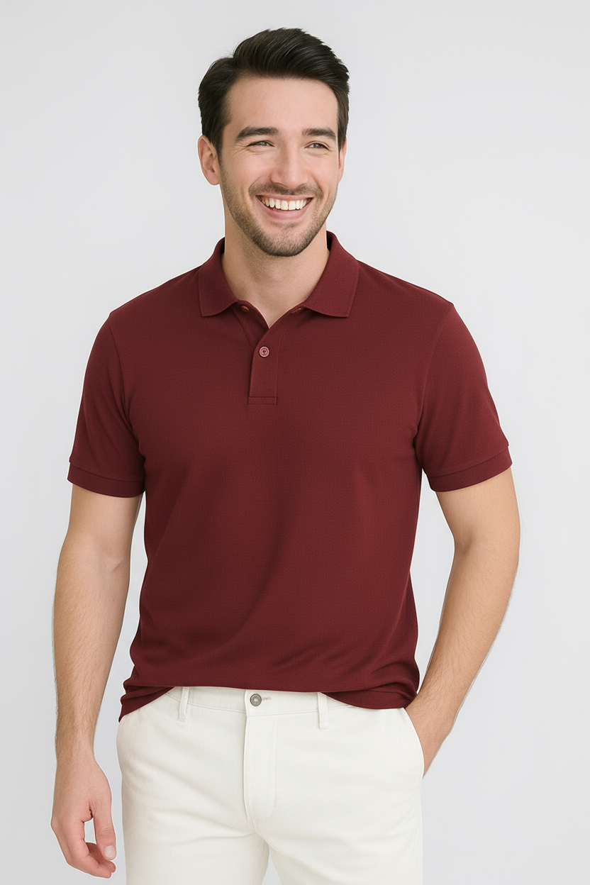 Happy Maroon Polo Tshirt Men