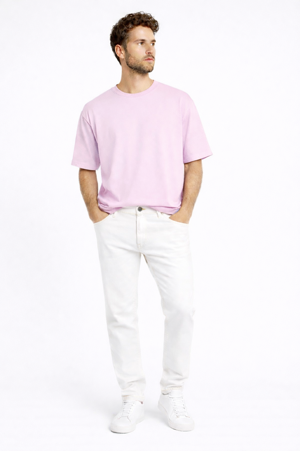 Happy Light Baby Pink Terry Oversized Tee Men
