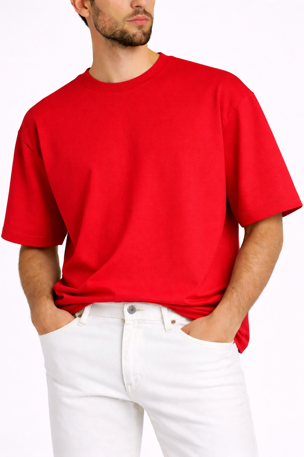 Happy Red Terry Oversized Tee Men