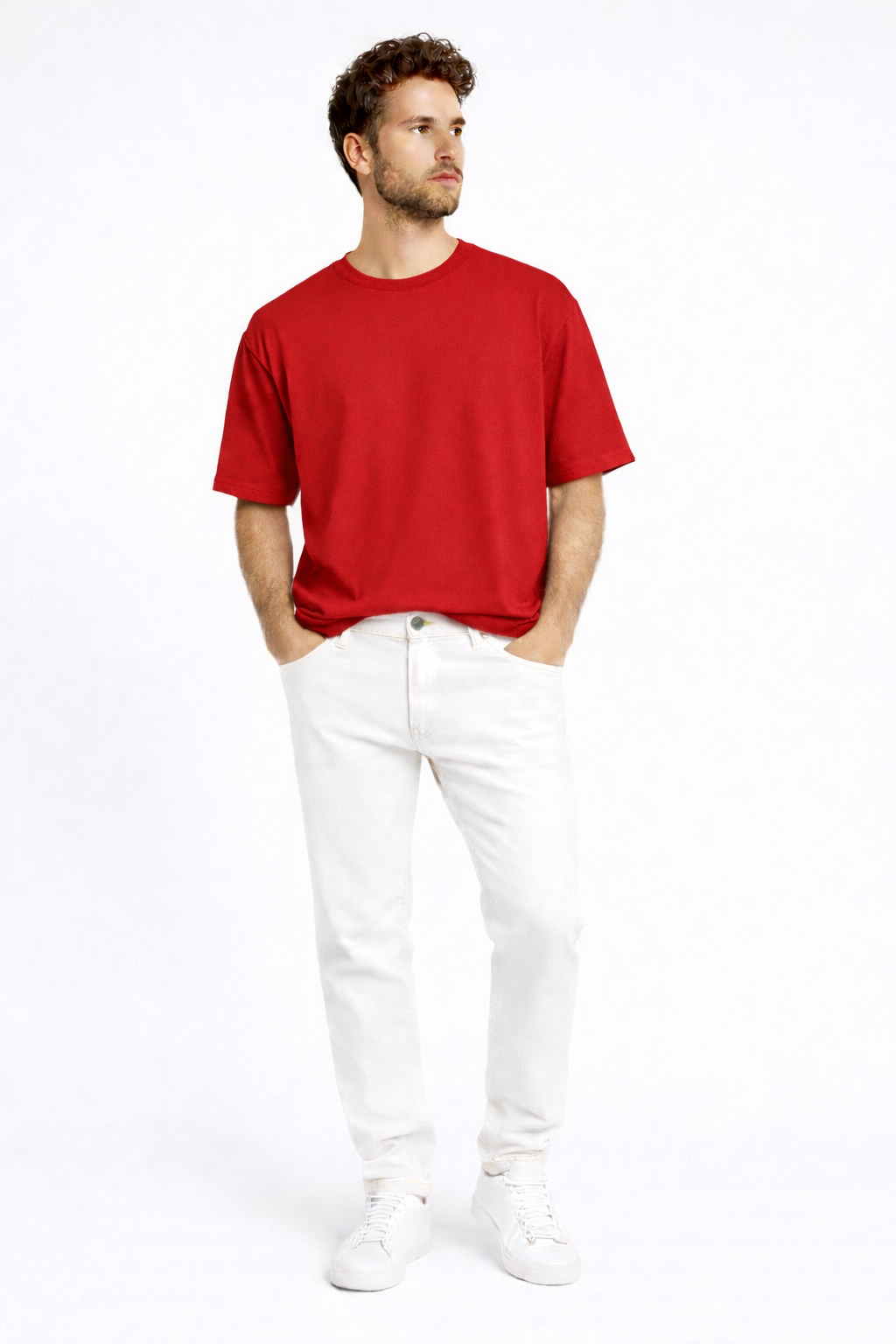 Happy Red Terry Oversized Tee Men
