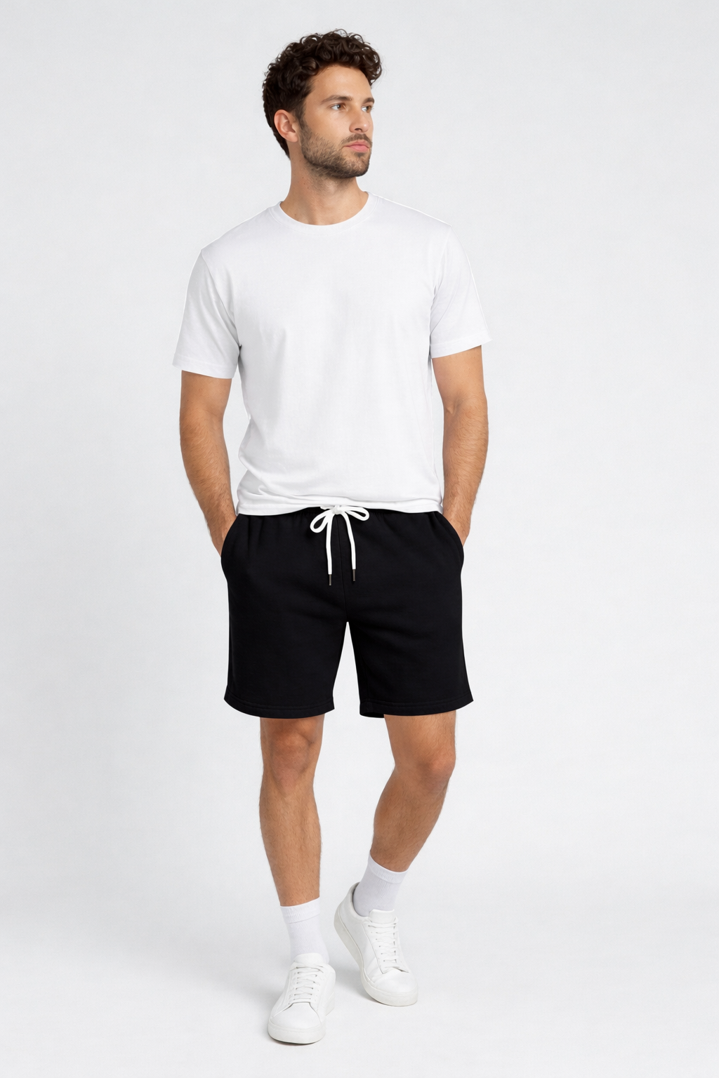Happy Black Terry Shorts Men