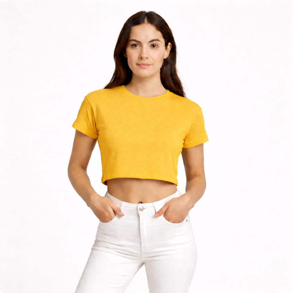 Happy Golden Yellow Crop Top Women