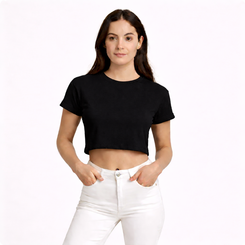Happy Black Crop Top Women