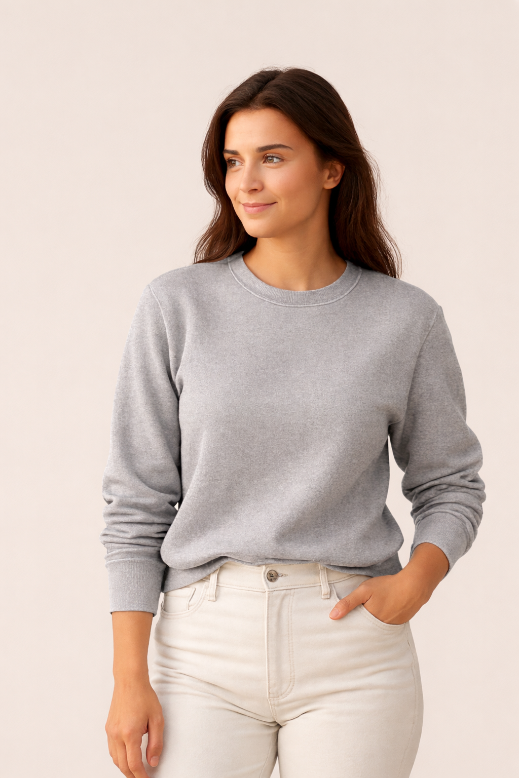 Happy Grey Melange Sweatshirt Women