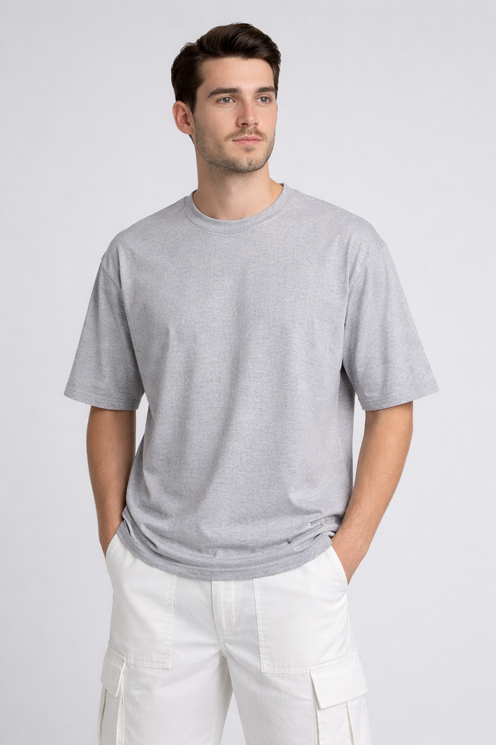 Happy Grey Melange Oversized Classic Tshirt Men