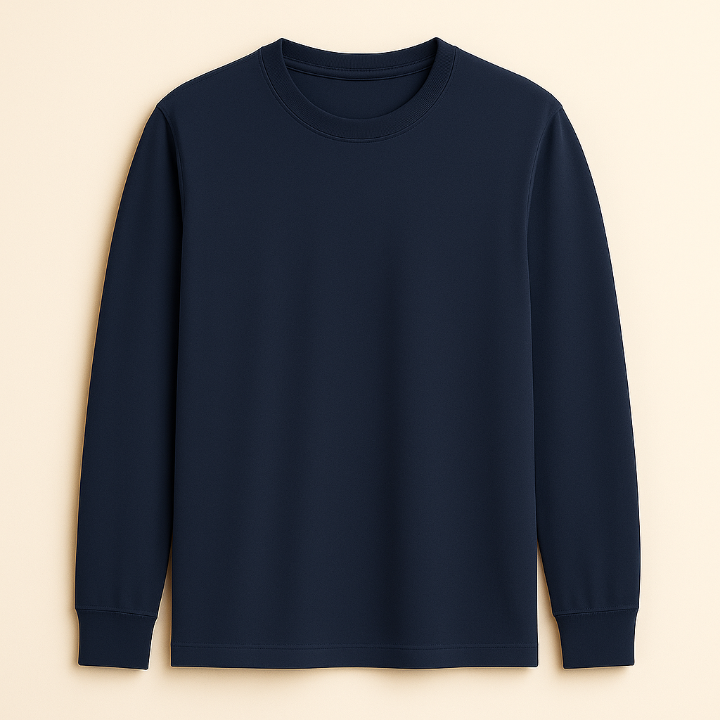 Happy Mens Long Sleeve T-shirt - Navy Blue