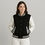 Happy Black Varsity Jacket Women