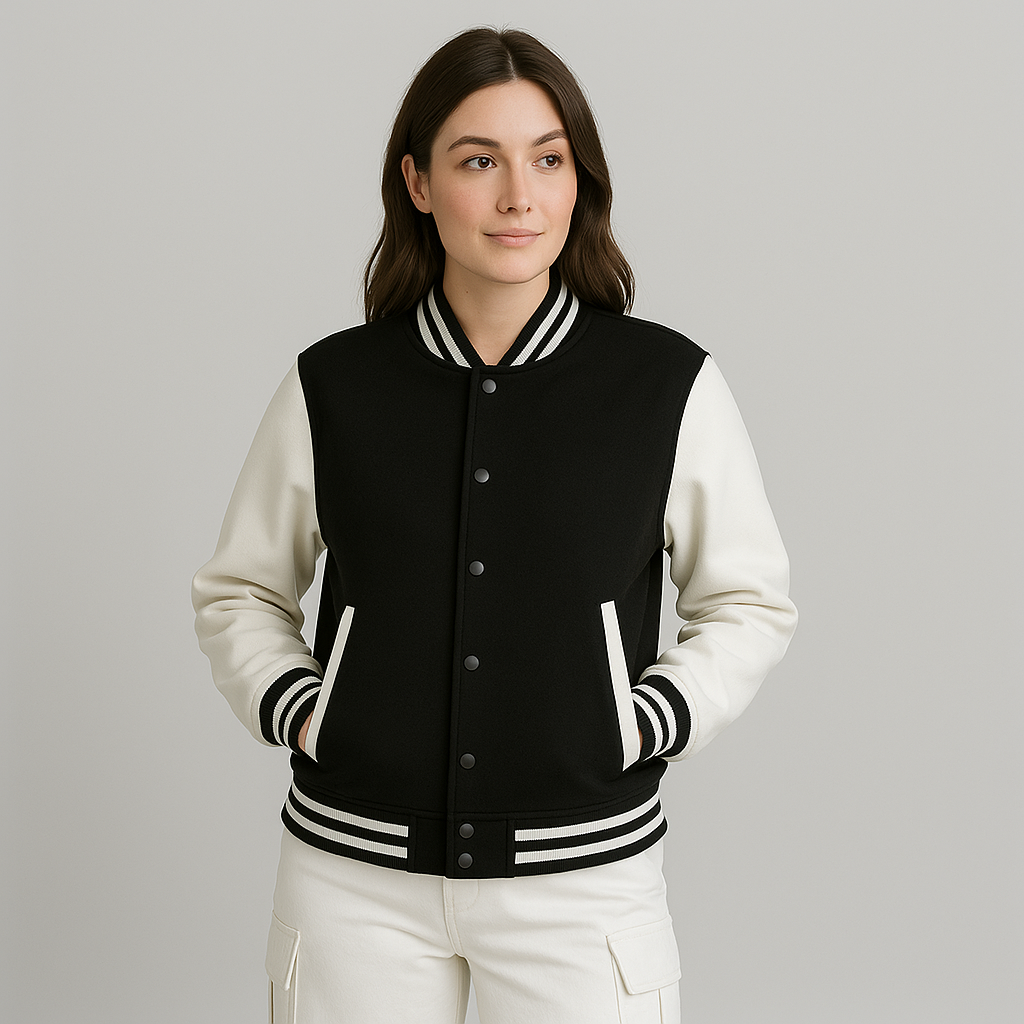 Happy Black Varsity Jacket Women
