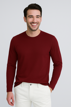 Happy Mens Long Sleeve T-shirt - Maroon