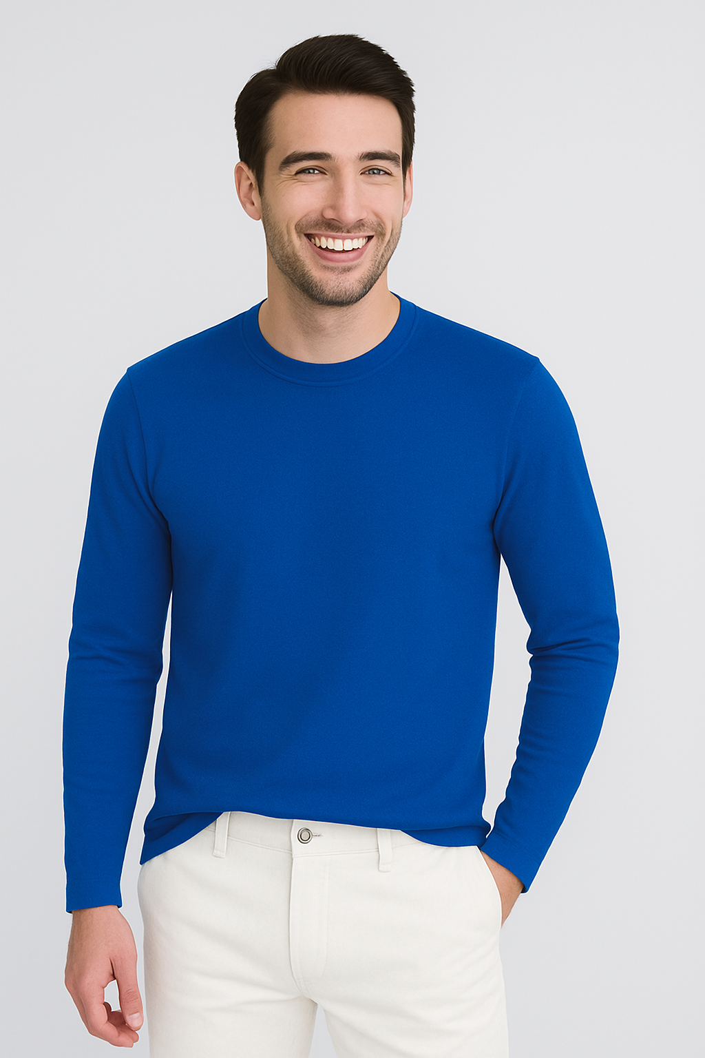 Happy Mens Long Sleeve T-shirt - Blue