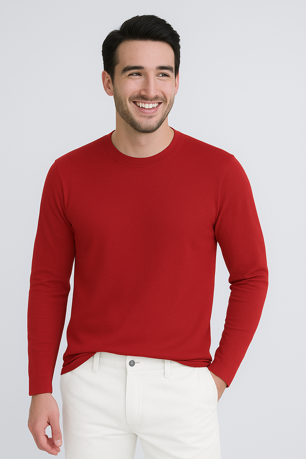 Happy Mens Long Sleeve T-shirt - Red