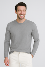 Happy Mens Long Sleeve T-shirt - Grey