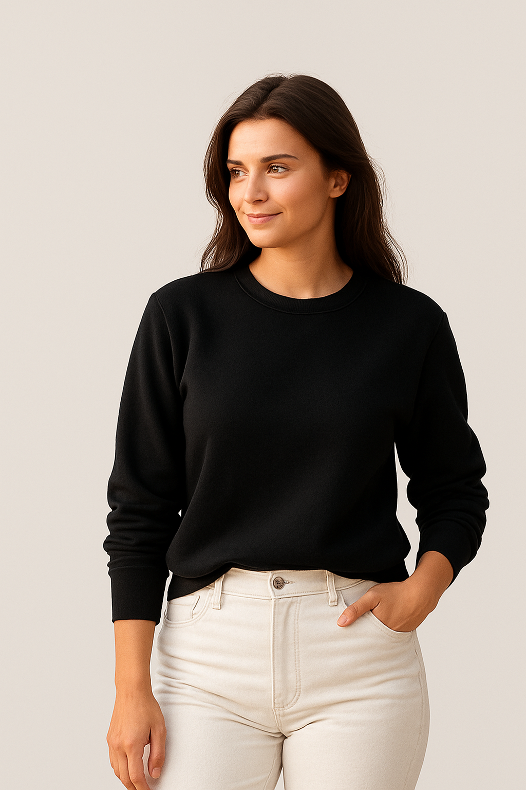 Happy Black Sweatshirt Women