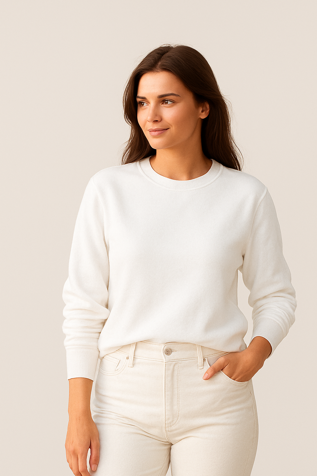 Happy White Sweatshirt Women