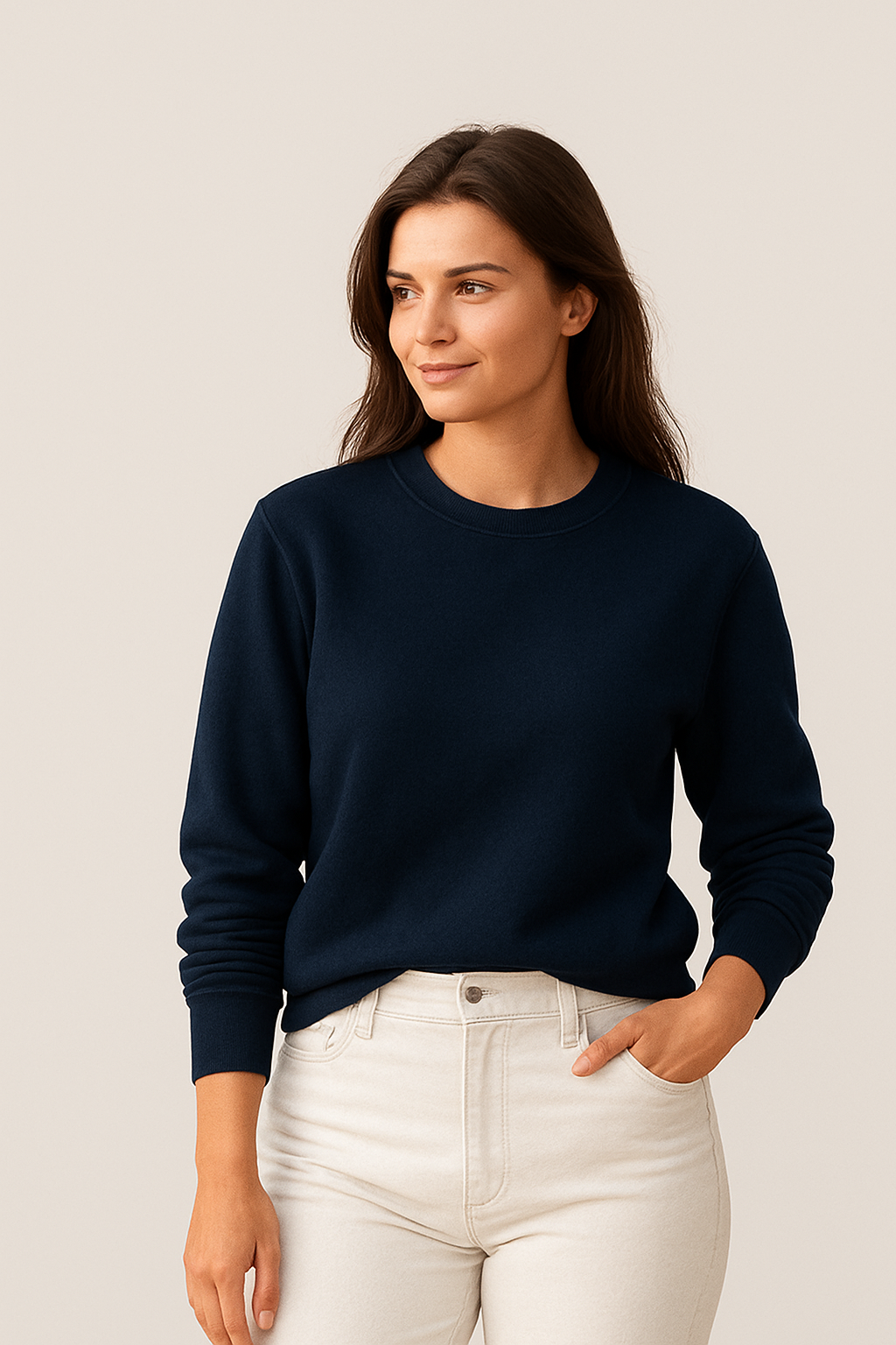 Happy Navy Blue Sweatshirt Women