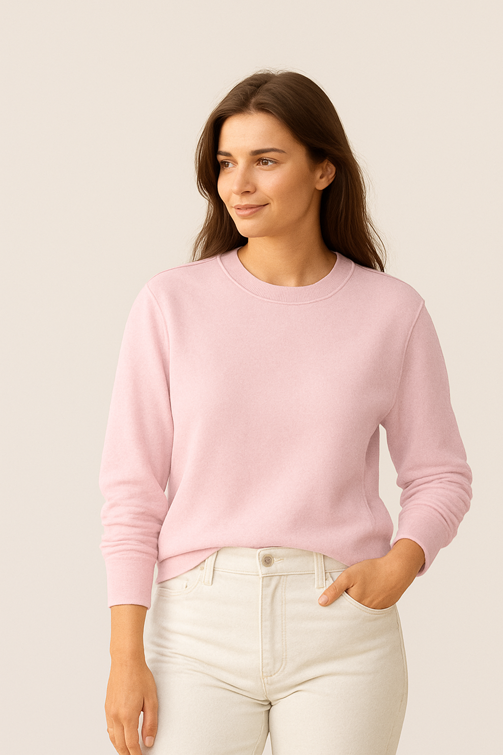 Happy Light Baby Pink Sweatshirt Women