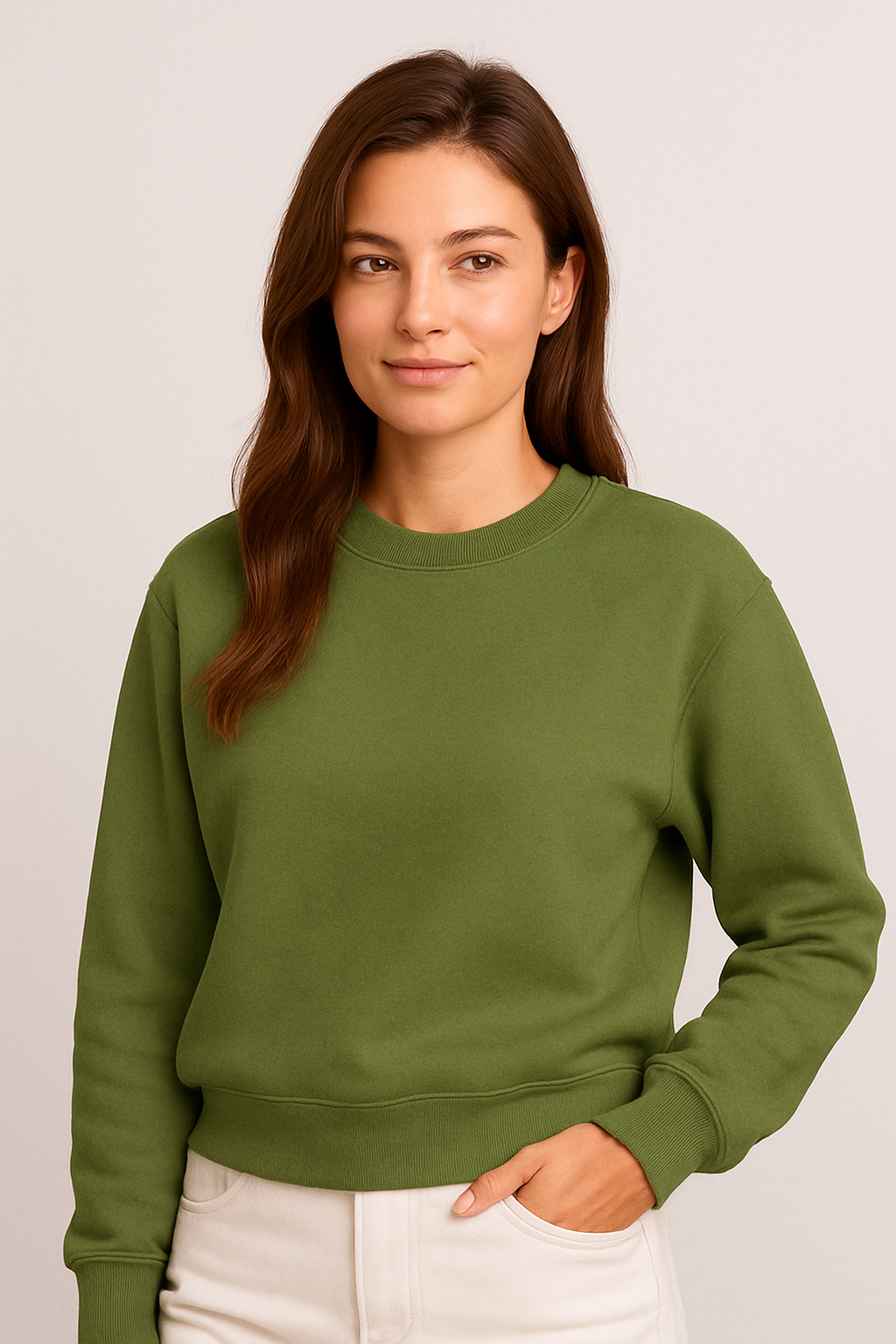 Happy Olive Green Sweatshirt Women