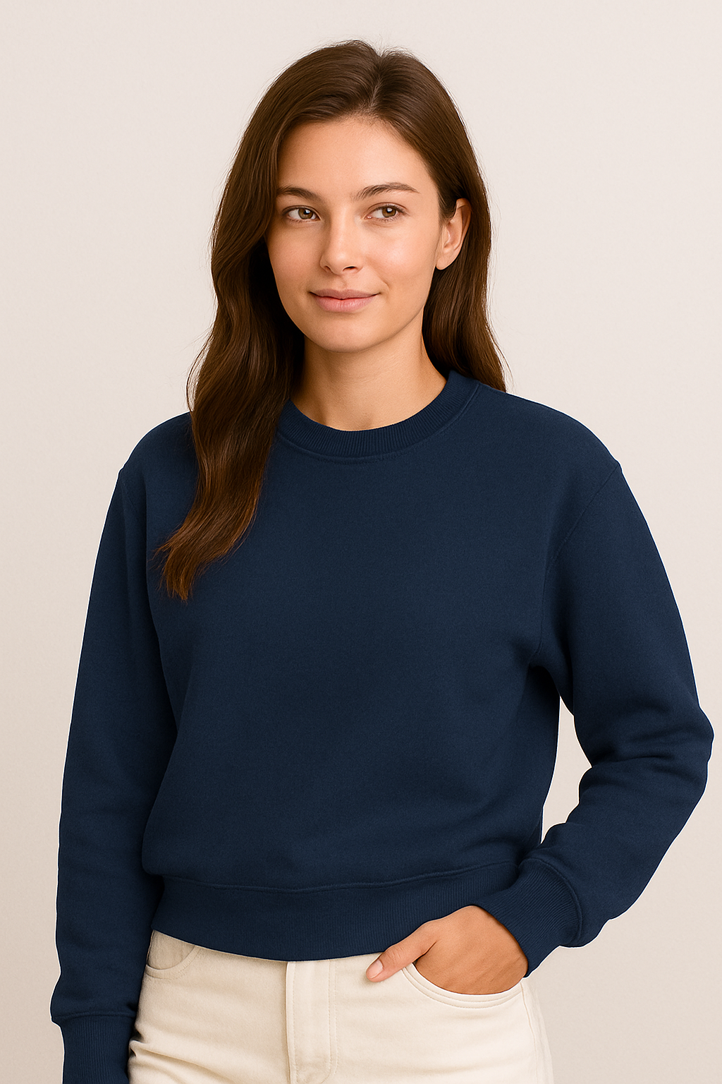 Happy Navy Blue Sweatshirt Women