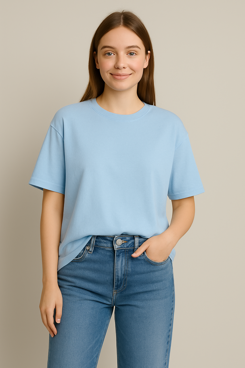 Happy Baby Blue Oversized Classic Tshirt Women