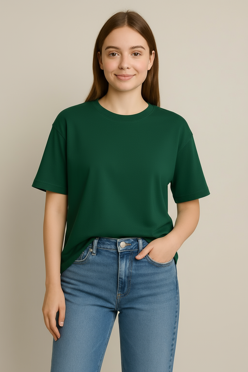 Happy Olive Green Oversized Classic Tshirt Women