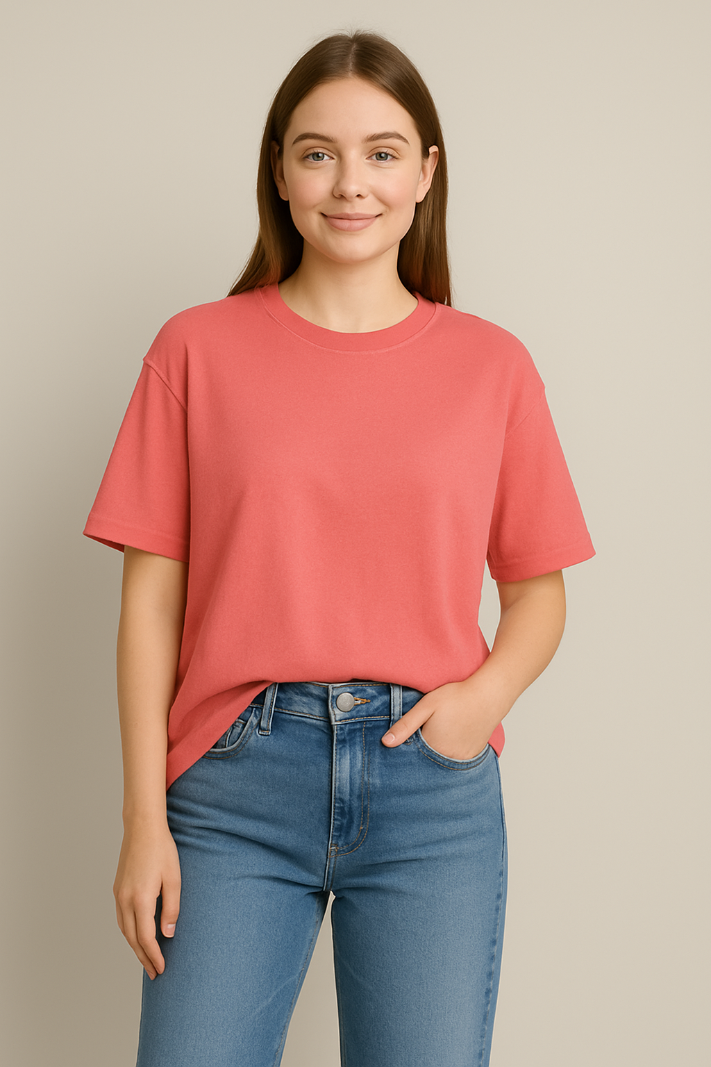 Happy Coral Oversized Classic Tshirt Women