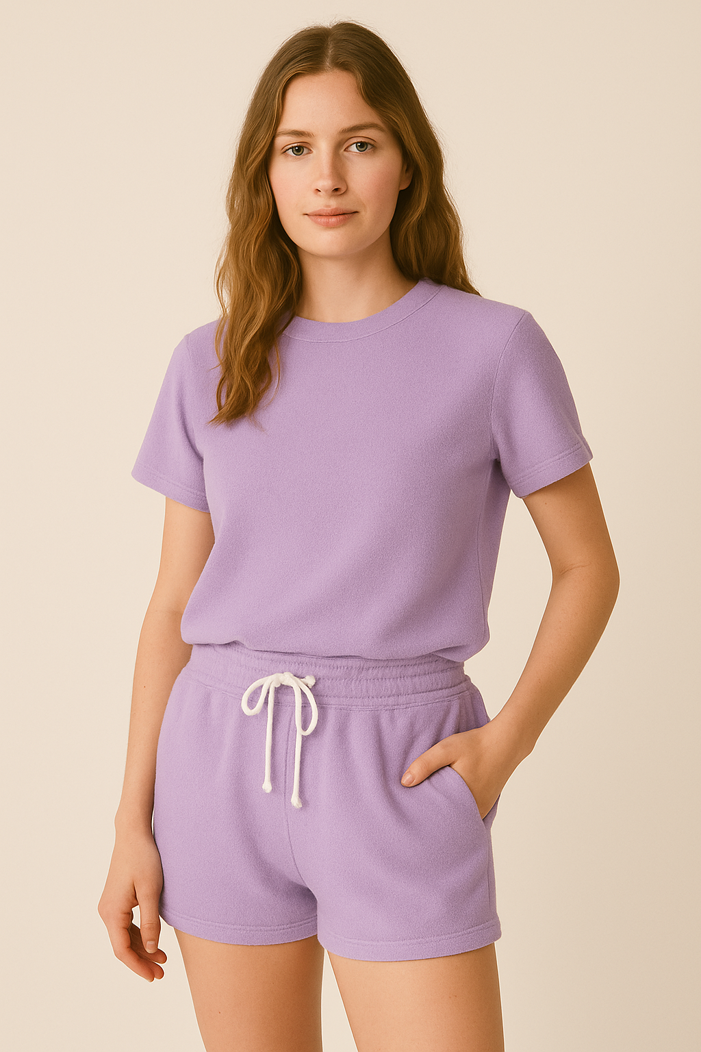 Happy Lavender Terry Shorts Women