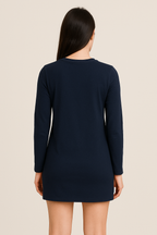 Happy Navy Blue Tshirt Dress Women