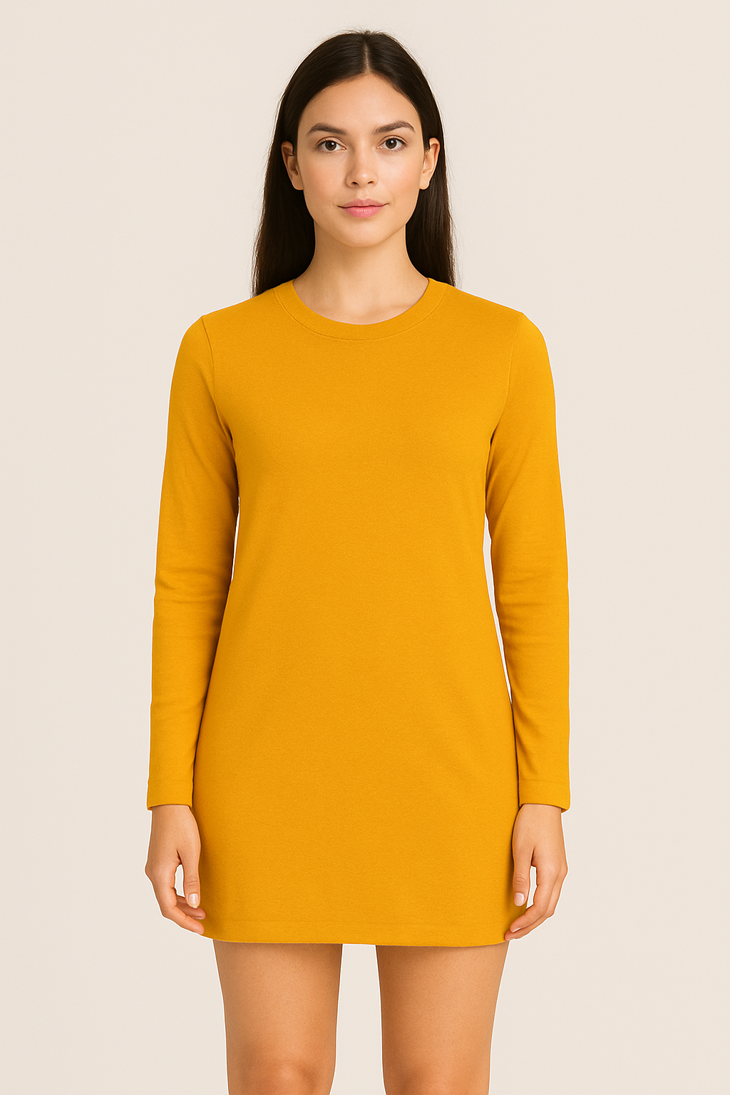 Happy Golden Yellow Tshirt Dress Women