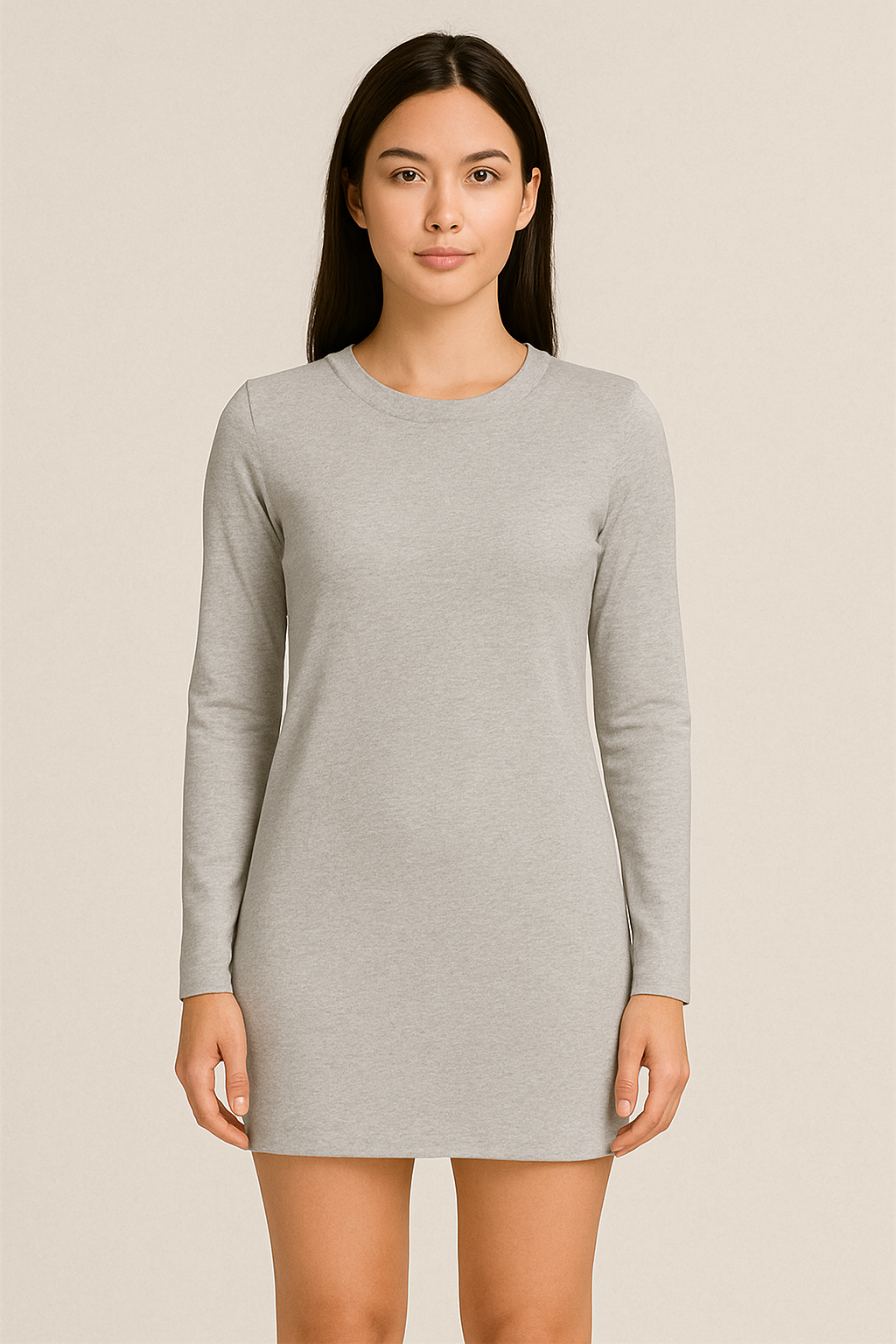 Happy Grey Melange Tshirt Dress Women