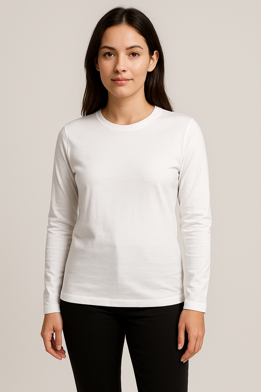 Happy White Full Sleeve Tshirt Women