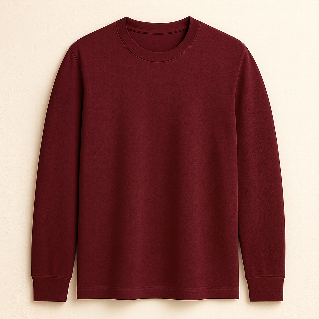 Happy Mens Long Sleeve T-shirt - Maroon