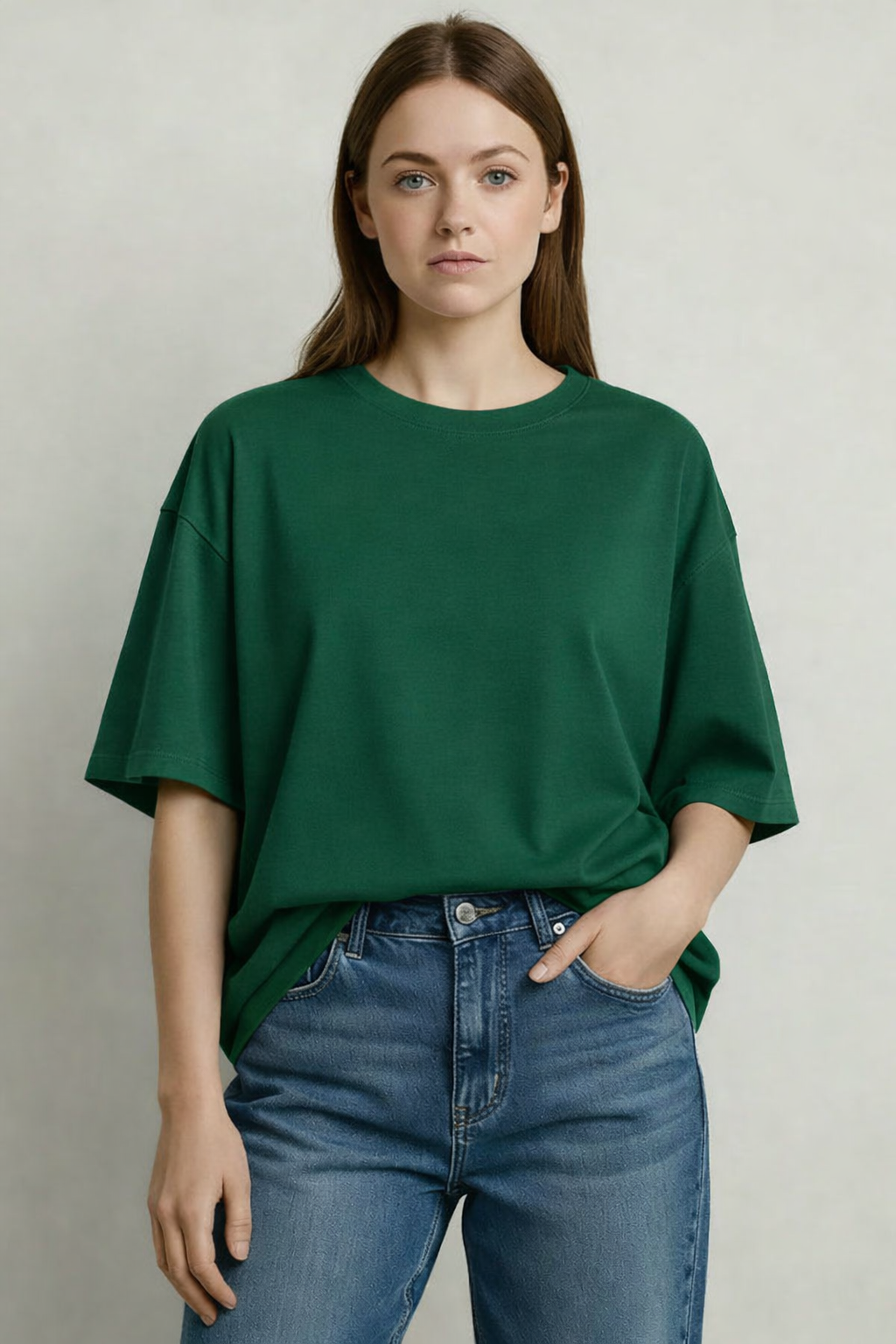 Happy Bottle Green Terry Oversized Tee Women