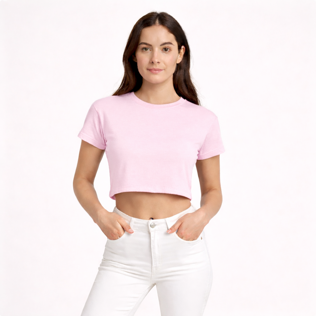 Happy Light Baby Pink Crop Top Women