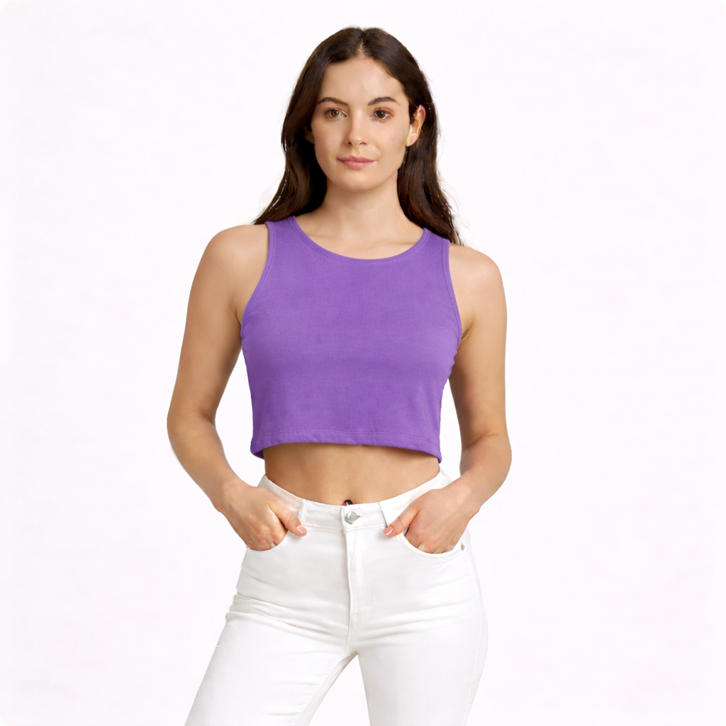 Happy Purple Crop Tank Women