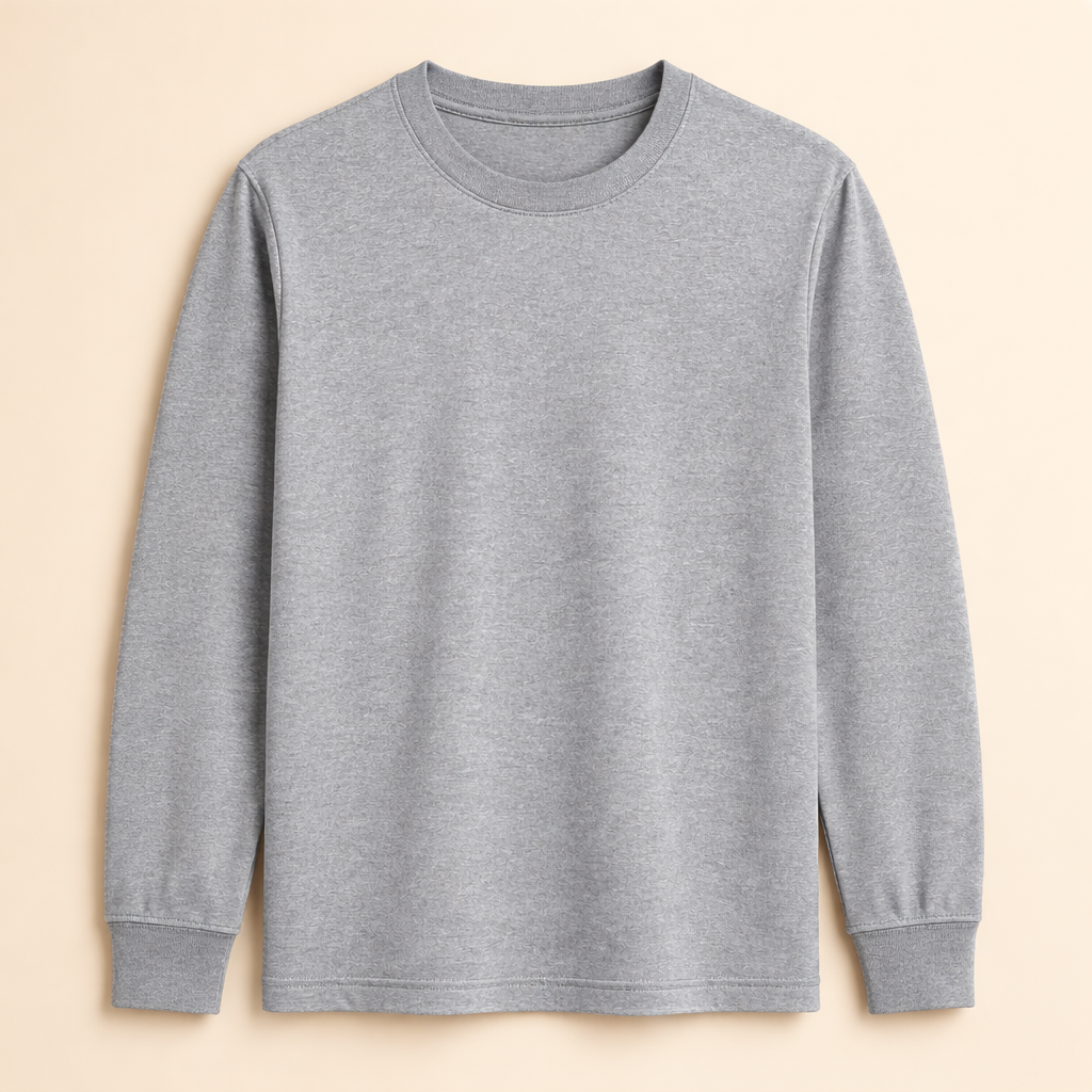Happy Grey Melange Full Sleeve Tshirt Women