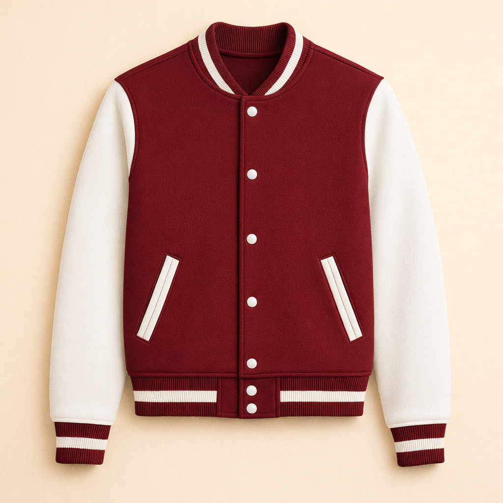 Happy Maroon Varsity Jacket Men