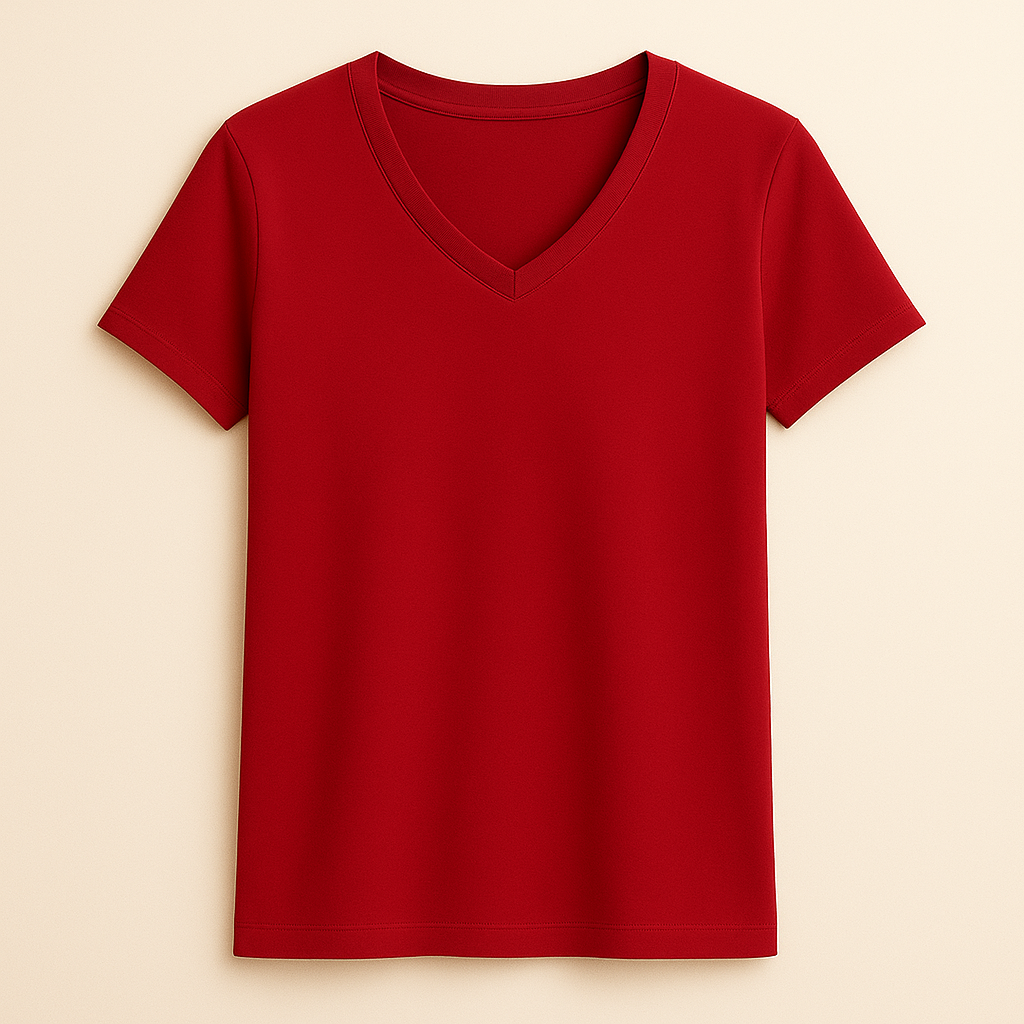 Happy Red V-neck Tshirt Men