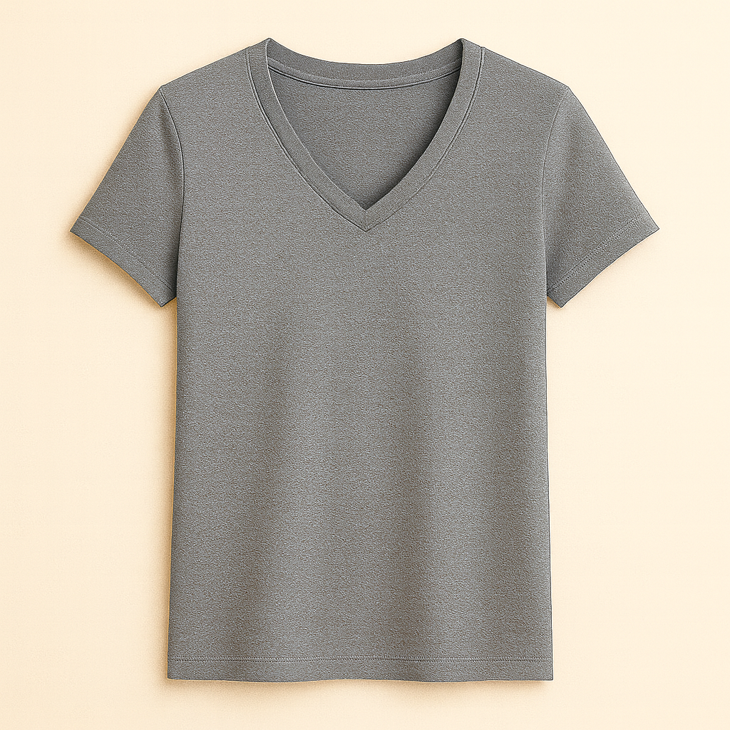 Happy Grey Melange V-neck Tshirt Men