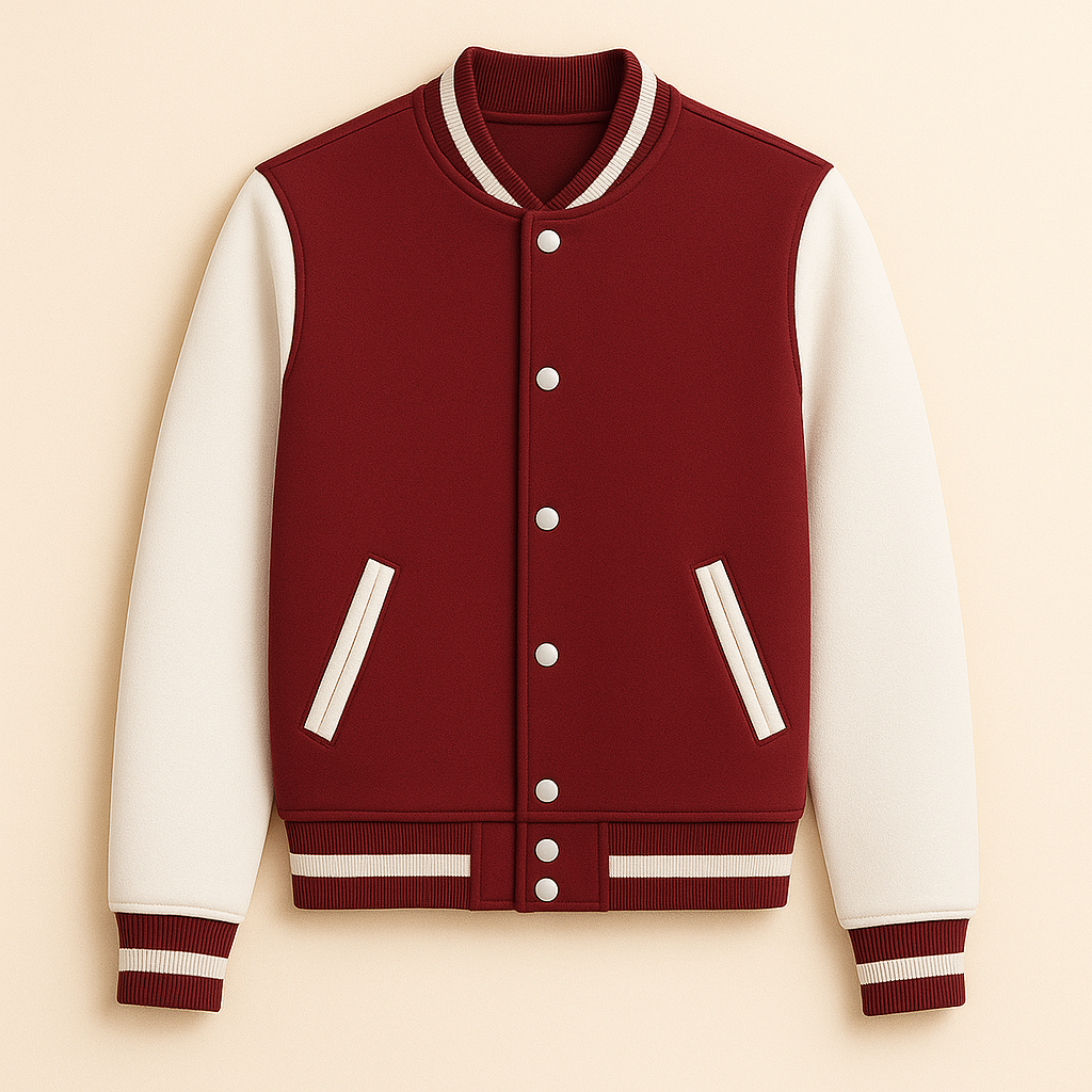 Happy Maroon Varsity Jacket Women