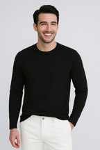 Happy Mens Long Sleeve T-shirt - Black