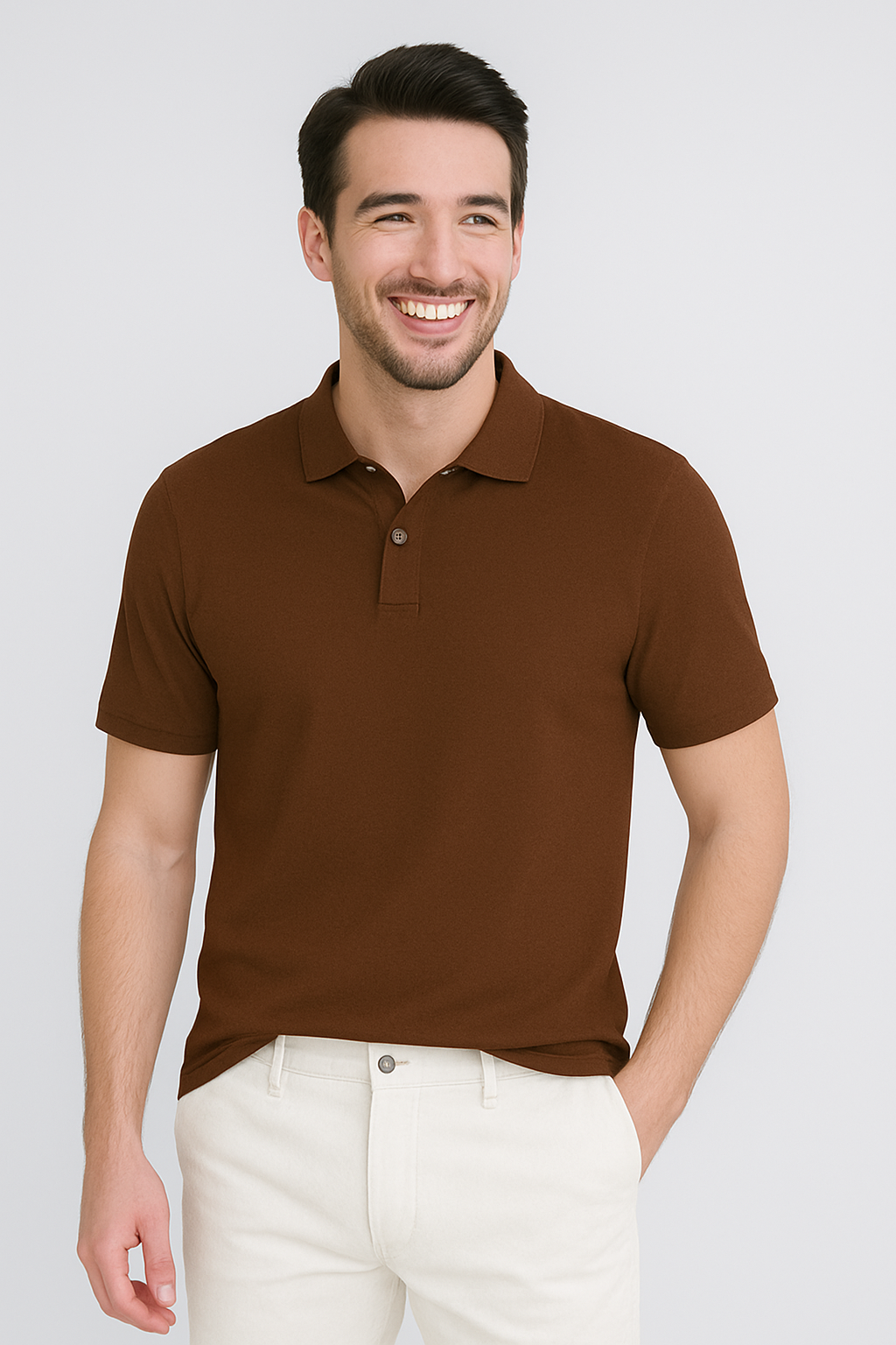 Happy Coffee Brown Polo Tshirt Men