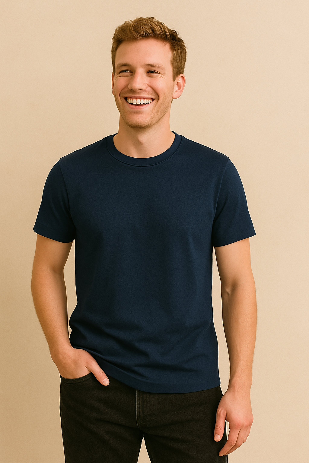 Happy Navy Blue Supima Cotton T-Shirt