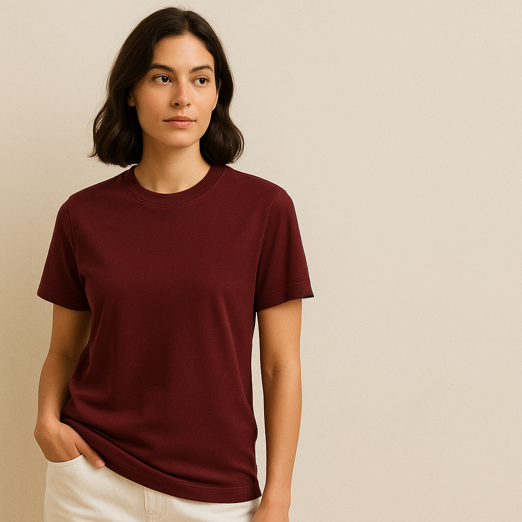 Happy Maroon Supima Women's Cotton T-Shirt