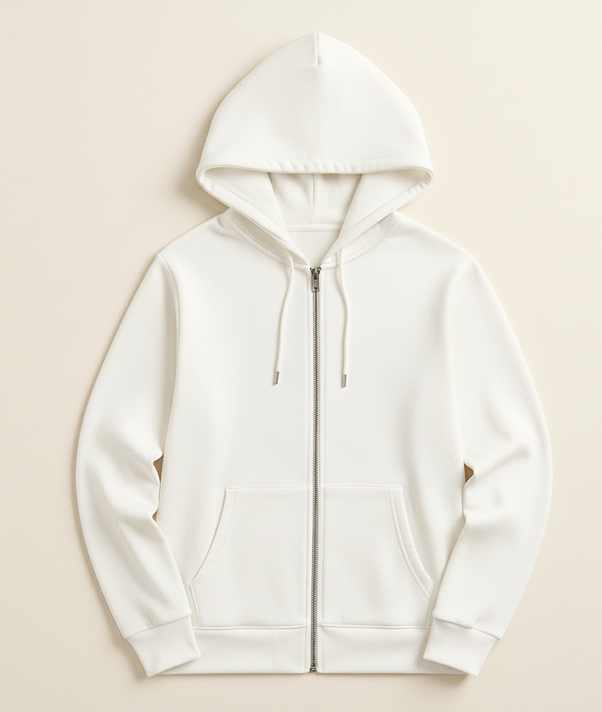 Happy White Zip Hoodies Men