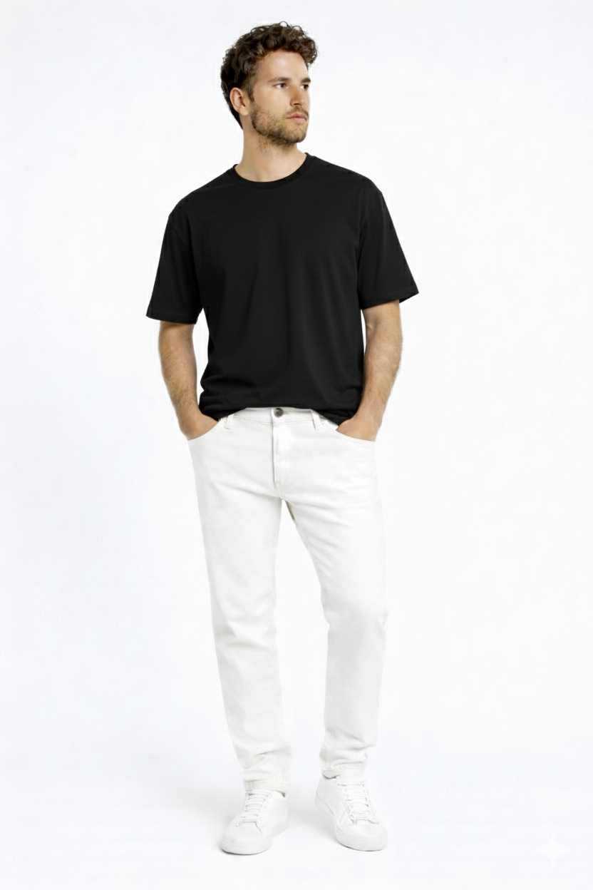 Happy Black Terry Oversized Tee Men