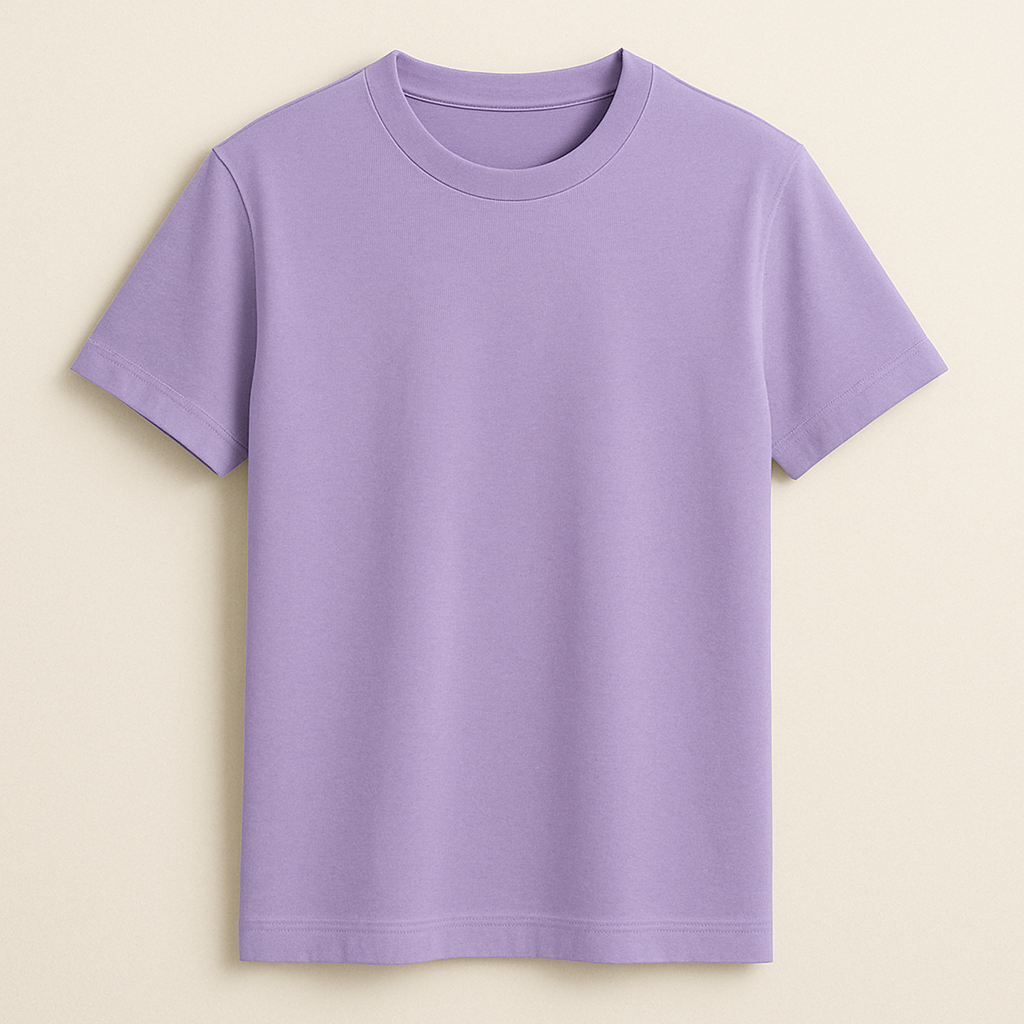 Purple t-shirt on a beige background