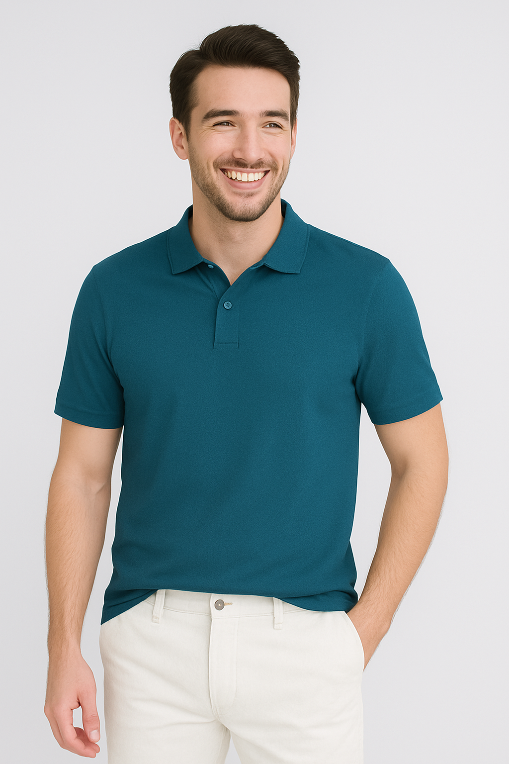Happy Petrol Blue Polo Tshirt Men